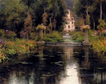 湖池の滝 Painting - シャトーの風景の眺め ルイ・アストン・ナイト